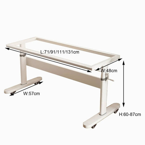 Heavy Duty Adjustable Industrial Desk Legs With Smooth Rolling Swivel Casters, dimensions 71/91/111/131cm L, 48cm W, 60-87cm H.