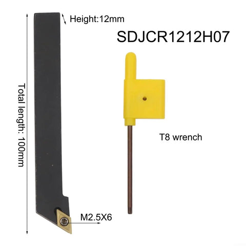 External Lathe Tool Holder For CNC Turning With 10 DCMT070204 Carbide Inserts, alloy steel right hand bar, wrench included