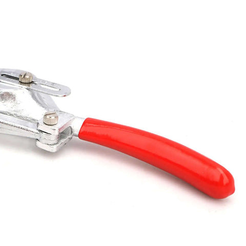 Close-up of Pro Grade Heavy Duty Metal Hole Punch Kit handle, part of 16 piece hand held punch set for sheet metal with chrome vanadium steel.