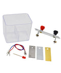 Hands-On Galvanic Cell Experiment Kit For Chemistry Learning, includes box, wires, metal plates, and connectors for electrochemistry.