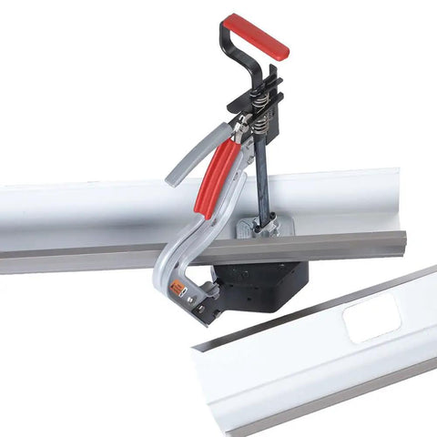 Ratcheting Gutter Outlet Punch Tool Frame For Quick Holes In Aluminum Gutters With Angled Punch Blade And Ample Throat Clearance