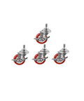 Set Of Four One Point Five Inch Screw Brake Swivel Casters With M8 Thread Red PVC 38mm Diameter Quiet Silent Furniture Wheels For Home Office Cabinets And Equipment visible in image.