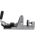 Upgraded Single Sided Pocket Hole Jig Kit With 15 Degree Drill Locator 3/8 Inch Titanium Coated Bit Adjustable Depth Stop, side view.