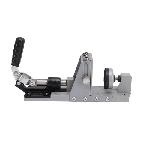 Upgraded Single Sided Pocket Hole Jig Kit With 15 Degree Drill Locator 3/8 Inch Titanium Coated Bit Adjustable Depth Stop, side view.