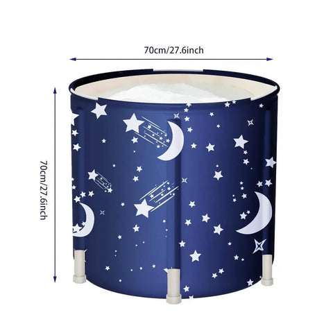 Portable Ice Bath Tub For Recovery And Therapy, Foldable Freestanding Soaking Bath, 70cm Diameter, Star and Moon Design