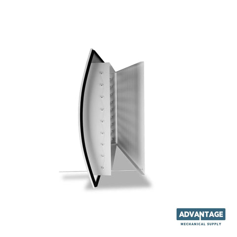 Direct To Duct Surface Grille For HVAC Built Tough 20 Inch By 6 Inch On 14 Inch Duct White Aluminum Finish Durable Metal Vent Cover Made To Order With 2 To 4 Weeks Production Time, side view
