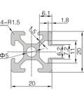 Grab These 2pcs Heavy Duty Aluminum Profile Extrusions For Your Next Build! Technical drawing of T Slot aluminum profile dimensions.