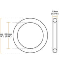 Diagram of Silicone O Ring Set 29mm Outside Diameter 25.2mm Inner Diameter 1.9mm Cross Section VMQ Red Go-To Sealing Gasket 10 Pack