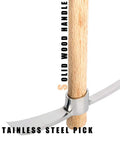 Garden Pick Axe For Digging And Weeding Mattock Hoe Tool With Stainless Steel Blade And Hardwood Handle 16 Inch Long Handy Hoe Pickaxe