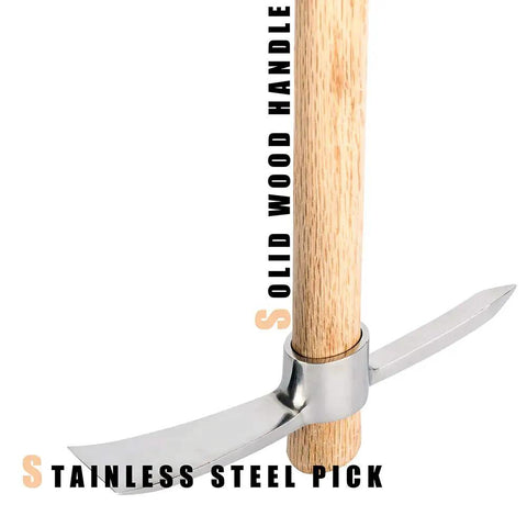 Garden Pick Axe For Digging And Weeding Mattock Hoe Tool With Stainless Steel Blade And Hardwood Handle 16 Inch Long Handy Hoe Pickaxe