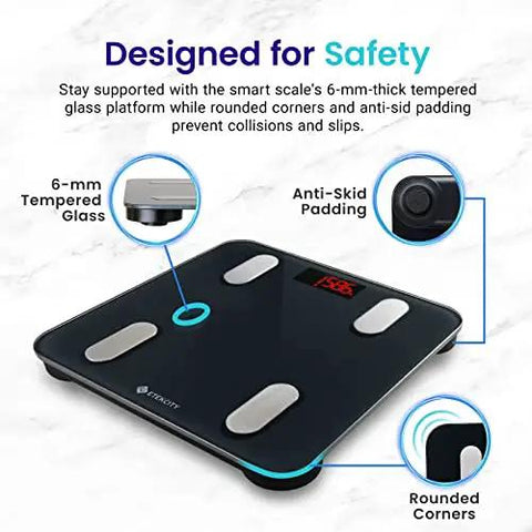 Smart Scale For Body Weight And Fat Percentage With BMI And Muscle Mass Analysis, Full Body Composition Using Bluetooth