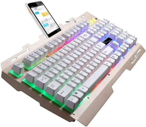 Game Ready Rgb Gaming Keyboard And Wired Led Mouse Combo delivering snappy mechanical feel switches, featuring RGB lighting.