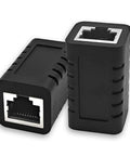 RJ45 Female To Female Ethernet Coupler In Line Patch Cord Extender Supports Cat7 Cat6 Cat5e Cat5 Networks Black 2 Pack Plug And Play