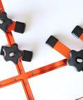 Close-up of 36 Inch Double Cut Universal T Track With Wood Screws 2 Pack For Drawer Cabinet And Workshop Projects, showing clamps