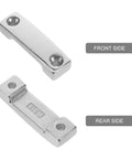 Front and rear view of Stainless Steel Webbing Anchor Plate Clip For Kayaks And Boats Marine Grade Hardware With Easy Installation Rugged Strap Clip For Kayak Accessories Boating Equipment And Marine Gear You Can Rely On.