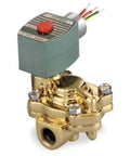 Hot Water Solenoid Valve 3/4 Inch Two Way Two Position Normally Closed Brass Body Watertight NEMA Rated 120/110VAC 60/50Hz With 1/2 Inch Conduit And 18 Inch Leads For Plumbing Systems, brass valve with wired coil