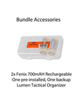 LumenTac organizer with 2 ARB L16 batteries for 800 Lumen USB Rechargeable EDC Flashlight With Dual Switch Tail Light