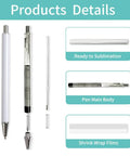 Professional Grade Sublimation Pens Bulk Pack Ready For Heat Press Including Shrink Wrap Films Bright White Coating components displayed.