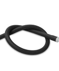 Go To Heavy Duty Non Collapsible Premium Silicone Vacuum Hose With Quarter Inch Inner Diameter And Eighteen Inch Length Includes Male Quick Disconnect Fitting Matte Black Tubing For Precision Vacuum Tools And Accessories coiled on white background