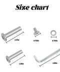 Size chart for 8 Piece Inline Skate Wheel Axle Replacement Kit With 6mm Hex Socket Screws In 30mm And 35mm Lengths Includes Installation Tool.