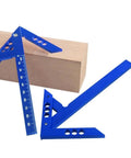 45 And 90 Degree Right Angle Center Finder Ruler For Woodworking Aluminum Alloy Scribe Measuring Tool Blue Metric on wood block