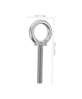 Pro Grade Stainless Steel Eye Bolts M10x60 Threaded Hang Hooks With Nuts And Washers for rigging projects, showing dimensions.