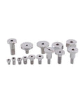 10Pc Industrial Pneumatic Suction Cup Adaptation Heads M5x6 Small Joint Converters Vacuum Tool For Automated Manufacturing Robotic Grippers Heavy Duty Nickel Plated Copper Parts Reliable Automation featuring a set of metal screws.