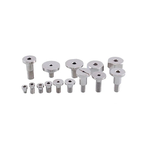 10Pc Industrial Pneumatic Suction Cup Adaptation Heads M5x6 Small Joint Converters Vacuum Tool For Automated Manufacturing Robotic Grippers Heavy Duty Nickel Plated Copper Parts Reliable Automation featuring a set of metal screws.