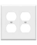 2-Gang Duplex Receptacle Wall Plate In White, Built Tough Polycarbonate Thermoplastic, Impact And Heat Resistant, Fade Proof Finish, Standard