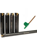 Five Piece Indexable Lathe Tool Set With Half Inch Shank Including Four Carbide Turning Tool Holders And One Boring Bar