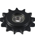 Heavy Duty 13 Tooth Idler Sprocket Wth 10mm Bore And 1/2 Inch Pitch C45 Carbon Steel Tensioner Gear close-up view.