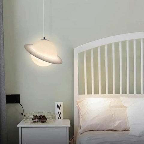 Room Pendant Lamp With Acrylic Saturn Design, Kid Friendly Princess Style Suspension Light For Kids Room, E27 Socket, Max 60W