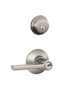 Heavy-Duty 1-Inch Deadbolt With Latitude Lever, Keyed Entry, Satin Nickel Finish, shown with single cylinder deadbolt and lever