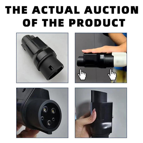 High Performance GBT Socket To Type 1 Plug Adapter For EV Chargers showing detailed views and usage angles of the adapter.