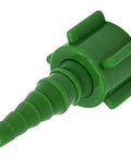 Oxygen tubing swivel nipple Christmas tree connector, green plastic with barbed end