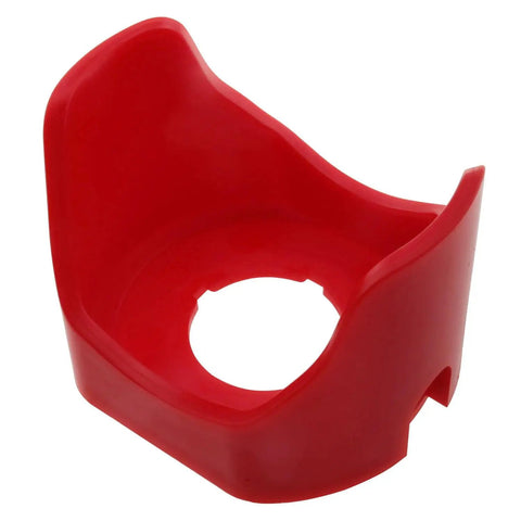 Red 22mm Plastic Two Feet Push Switch Button Protective Cover For Electronics Projects, durable PC shield, angled view