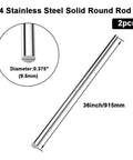 36 Inch Long 0.375 Inch Diameter 304 Stainless Steel Solid Round Rod For DIY Craft And Metal Working Two Pack