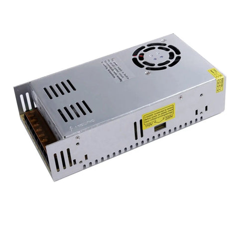 Beefy DC Regulated Power Supply For Led Light Strips And Security Monitoring With 24 Volt Output 16.7 Amp 400 Watt Heavy Duty Industrial Grade Power Supply For 3D Printers, silver metal case