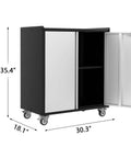 46 Inch Rolling Garage Storage Cabinet With Locking Doors, Heavy Duty Steel Shelving Unit On Wheels For Home, Garage, Workshop Or Office.