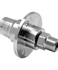 DYF Rotary Swivel Union For Surface Cleaners And Parts Washers, Heavy Duty Inlet With G1 To G3 Eighths M Threads, Flange Mount, Through Weep Holes, Seal Failure Warning, High Flow Design Built For Tough Cleaning Jobs stainless steel swivel with threaded end