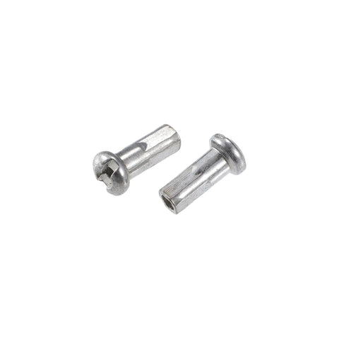 Close-up of steel nipples from 40 Pcs Bicycle Steel Spokes 13G 200mm Length With Nipples Wheel Spoke Kit For Most Bikes Replacement And Upgrade