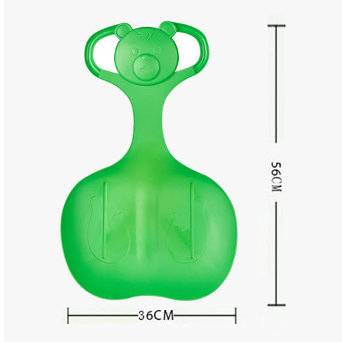 Green 56cm x 36cm Downhill Snow Sled With Handle For A Smooth Ride And Glide, Lightweight PP Luge Toboggan For Kids And Adults