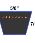 Aramid V Belt 5LK Five Eighths Inch By Sixty Six Inch OC Heavy Duty Drive Belt cross-section diagram showing dimensions
