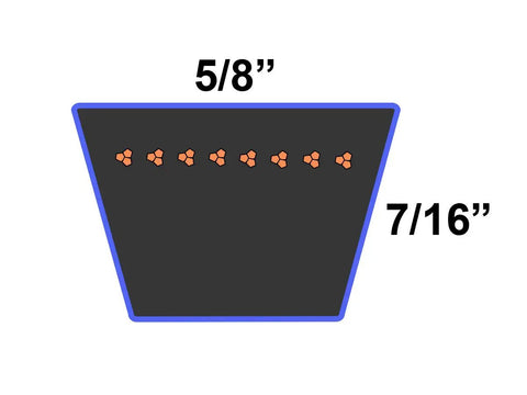 Cross-section of PowerDrive Replacement Belt For Woods Equipment B5L 1 Band 136 Inches Rubber Belt with dimensions