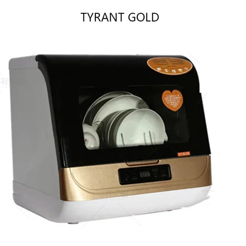 No Hassle Countertop Portable Dishwasher Packing Integrated Wash Dry And Storage Into One Super Snappy Modern Kitchen Essential In Glossy Matte Black Finish with gold accents and clean plates.