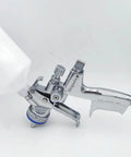 Pro Grade Chrome Plated Pneumatic Paint Spray Gun Built For Automotive And Metallic Touch Ups, chrome body with adjustable nozzle.