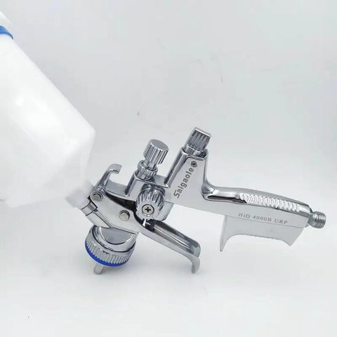 Pro Grade Chrome Plated Pneumatic Paint Spray Gun Built For Automotive And Metallic Touch Ups, chrome body with adjustable nozzle.