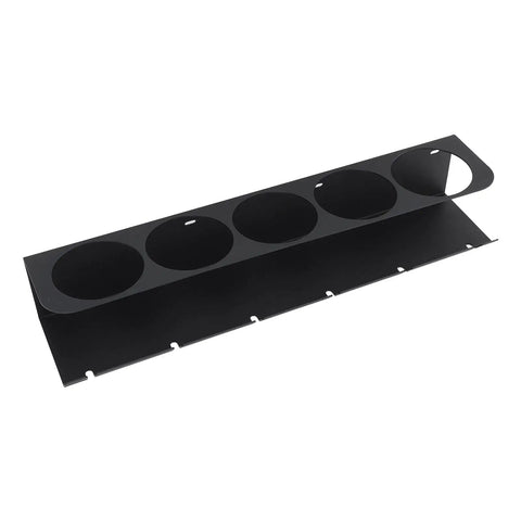 Top Notch Wall Mount Storage Rack For Spray Bottles And Pneumatic Gear Carbon Steel Garage Organizer with five holes and six slots.