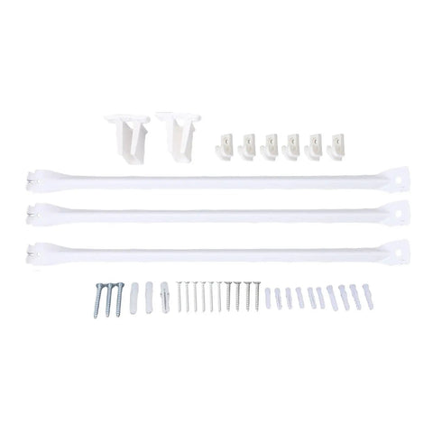 Beefy Heavy Duty Steel Wire Shelf Brackets Set with 6 Clamps and 2 End Brackets for 12 Inch Wire Shelves display