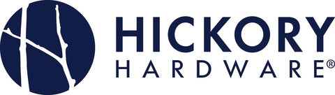 Hickory Hardware logo on a white background with blue text and design